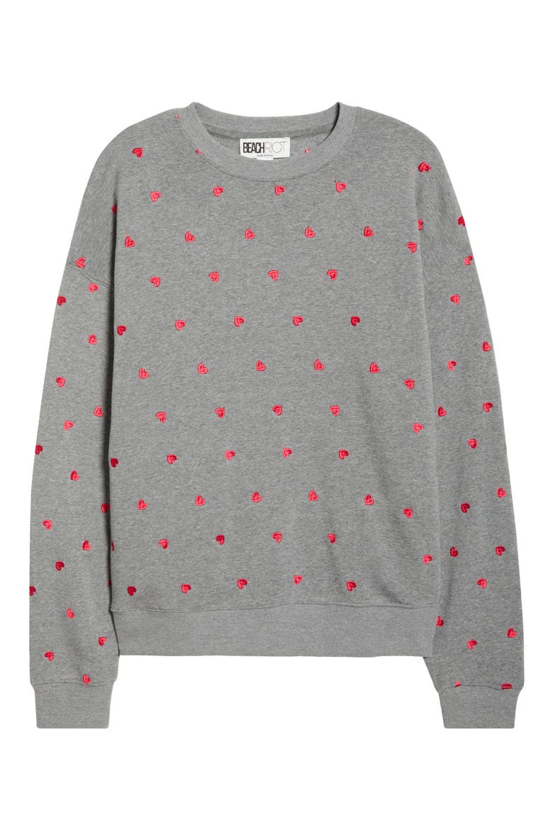 Devyn Embroidered Hearts Oversized Sweatshirt, Alternate, color, RED LOVE HEARTS