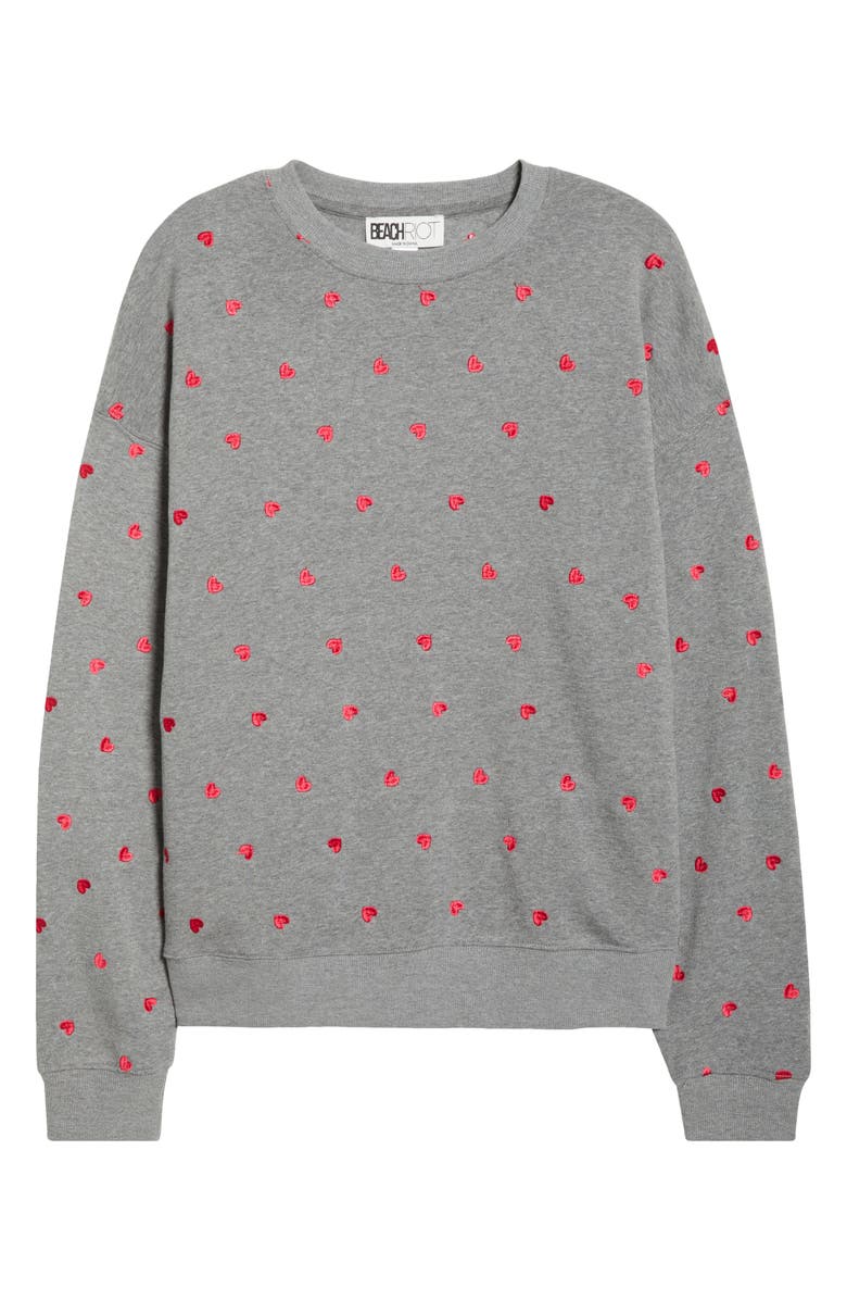 Beach Riot Devyn Embroidered Hearts Oversized Sweatshirt, Main, color, Red Love Hearts