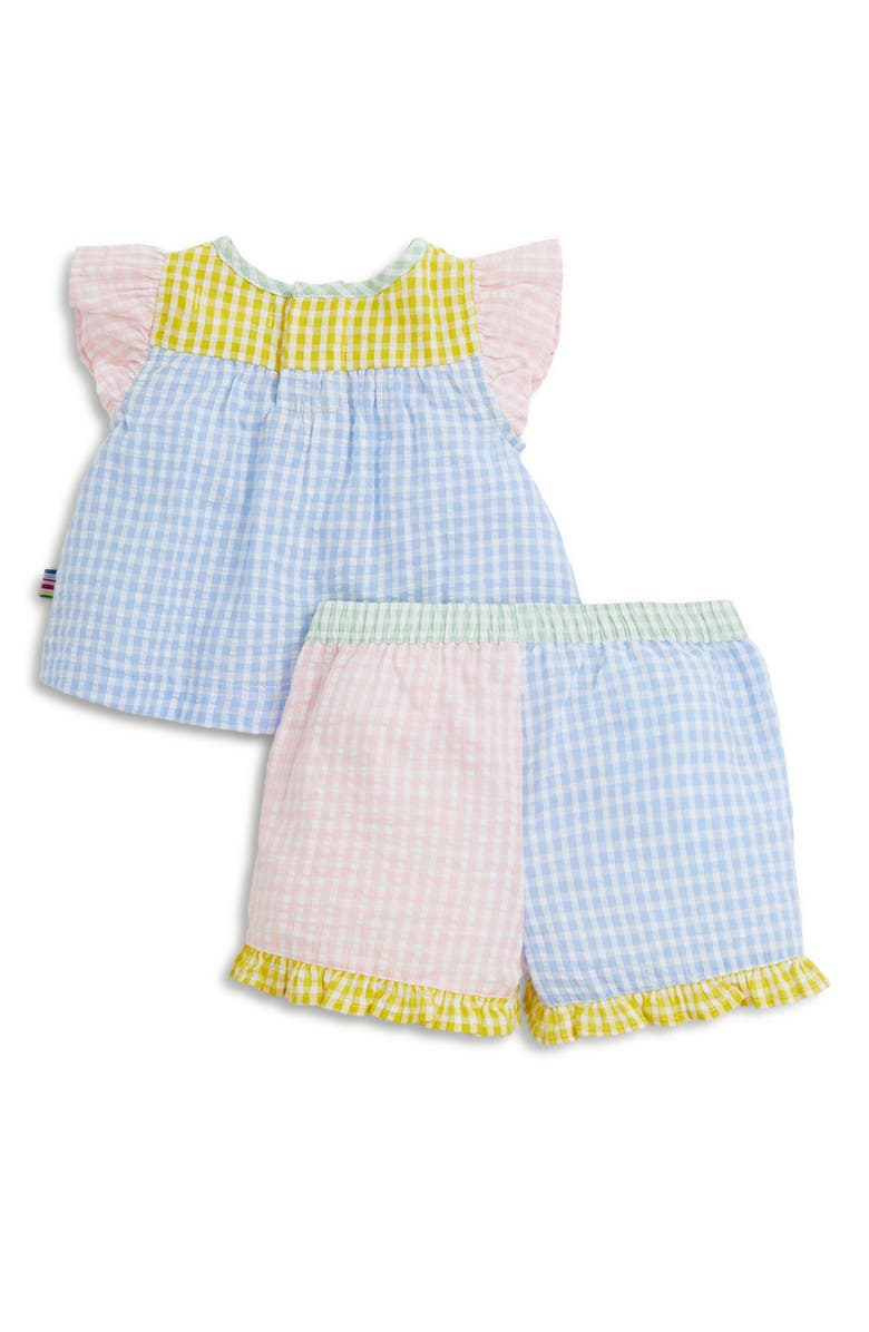 Magnetic Me Kids' Colorblock Gingham Cotton Seersucker Top & Shorts Set, Alternate, color, Multi Gingham