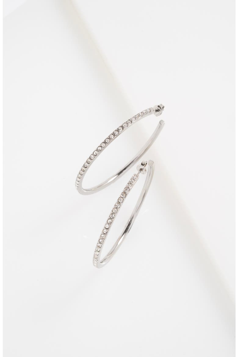 Claire Large Crystal Hoop Earrings, Alternate, color, SILVER TONE / CLEAR CRYSTAL