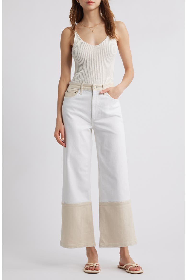 Getty High Waist Crop Wide Leg Jeans, Alternate, color, CREMA EMBROIDERED