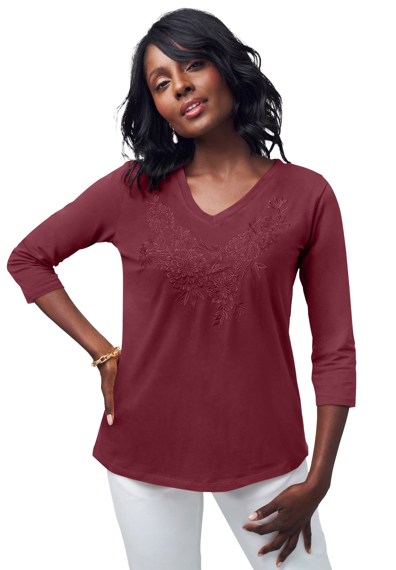 selected BURGUNDY FLORAL EMBROIDERY
