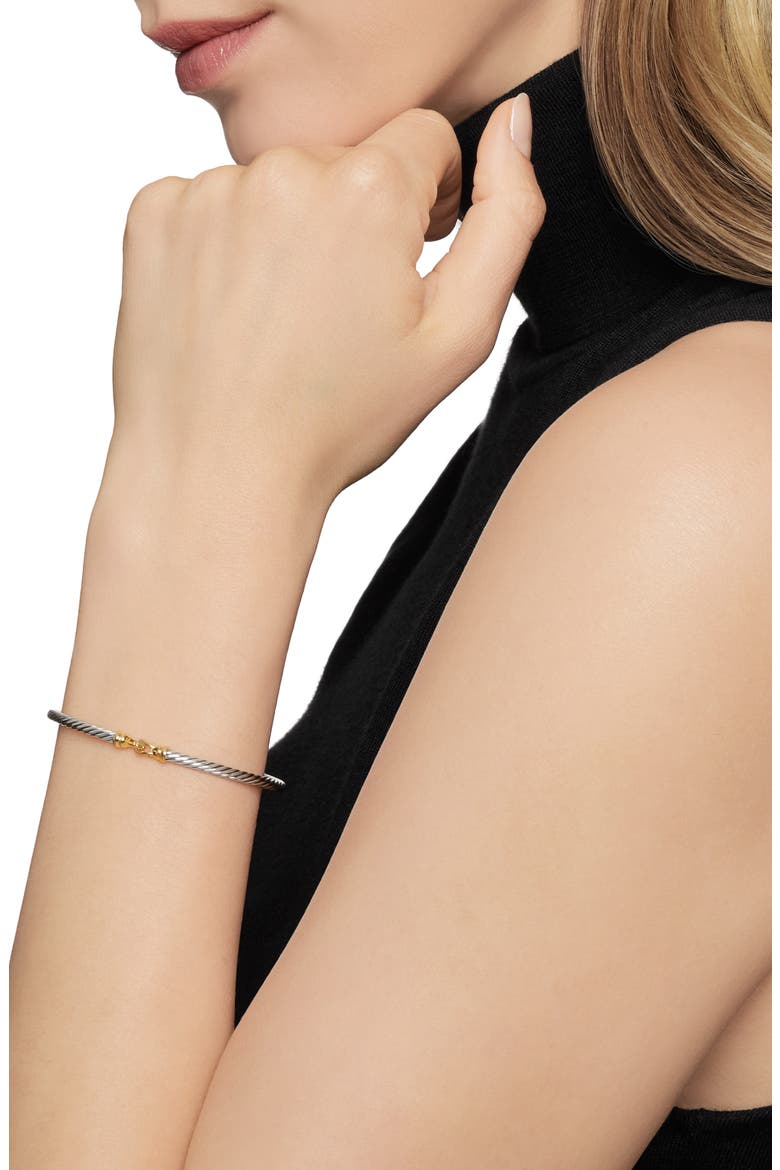 Cable Collectibles Buckle Bangle Bracelet with 18K Gold, 3mm, Alternate, color, TWO TONE