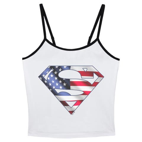 Junior's Superman American Shield Logo  Tank Top