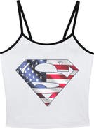 SUPERMAN Junior's Superman American Shield Logo  Tank Top