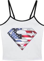 SUPERMAN Junior's Superman American Shield Logo  Tank Top