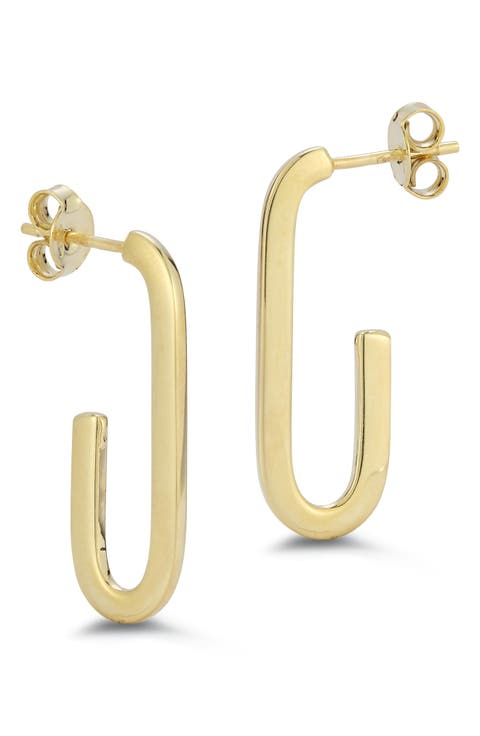 14K Gold J-Shape Hoop Earrings
