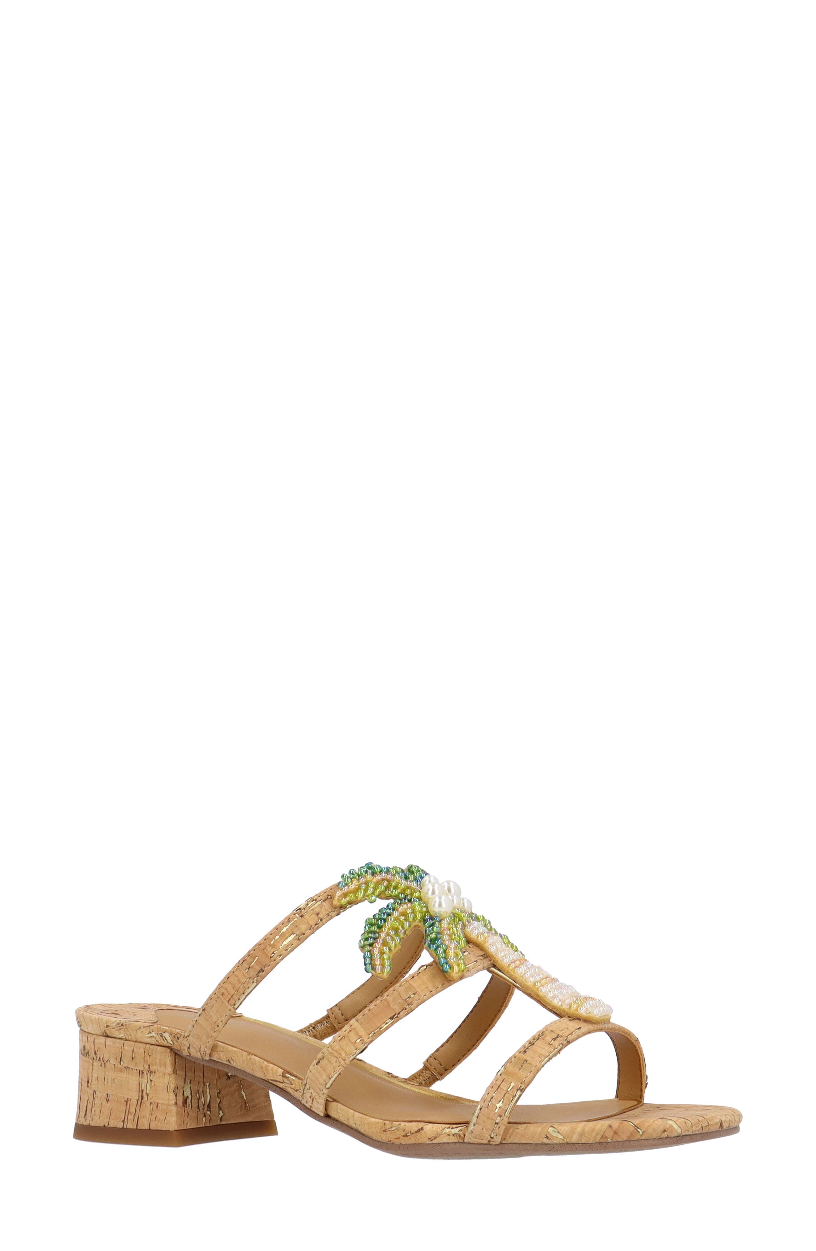 J. Reneé Palmetto Block Heel Sandal, Main, color, Natural/ Gold
