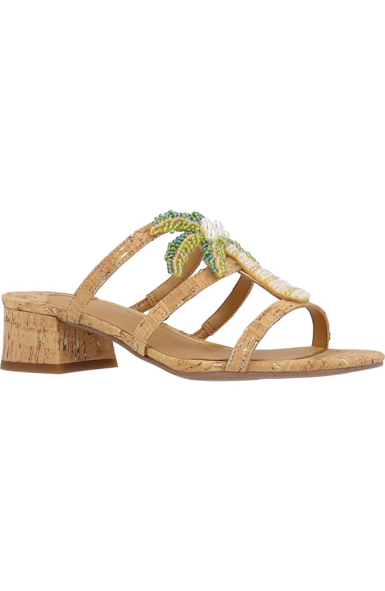 J. Reneé Palmetto Block Heel Sandal, Main, color, Natural/ Gold