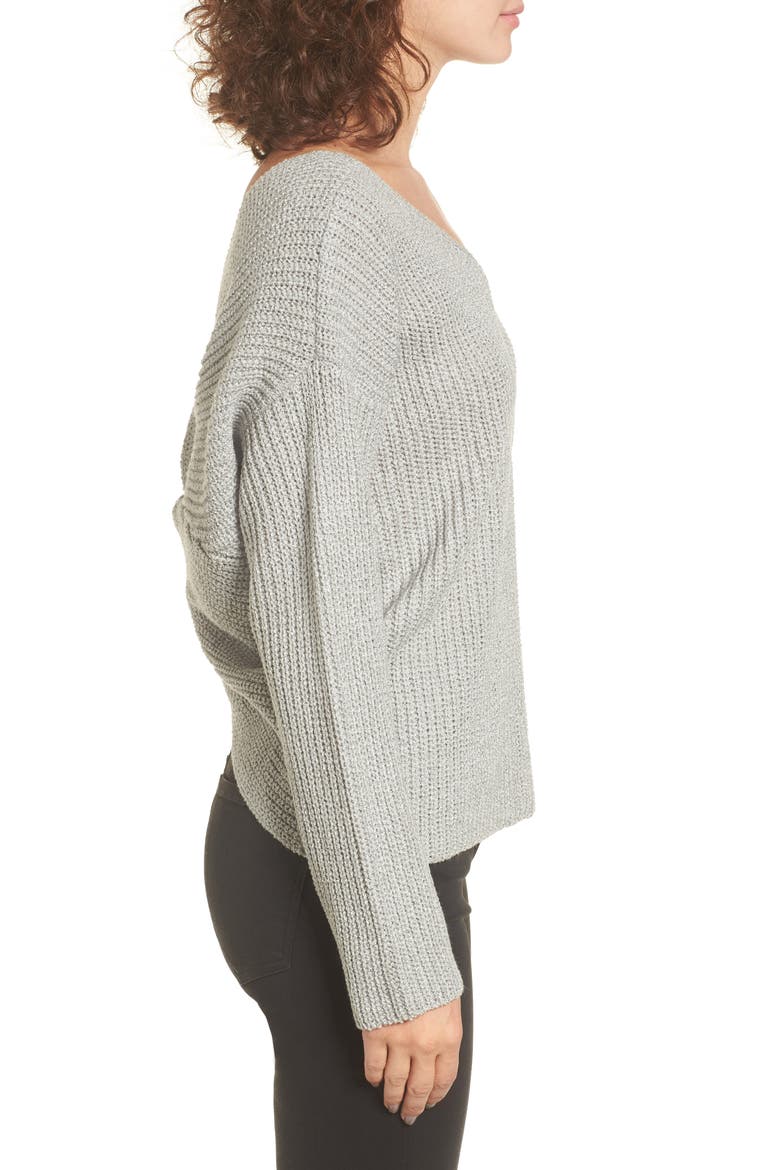 Twist Back Sweater, Alternate, color, HEATHER GREY