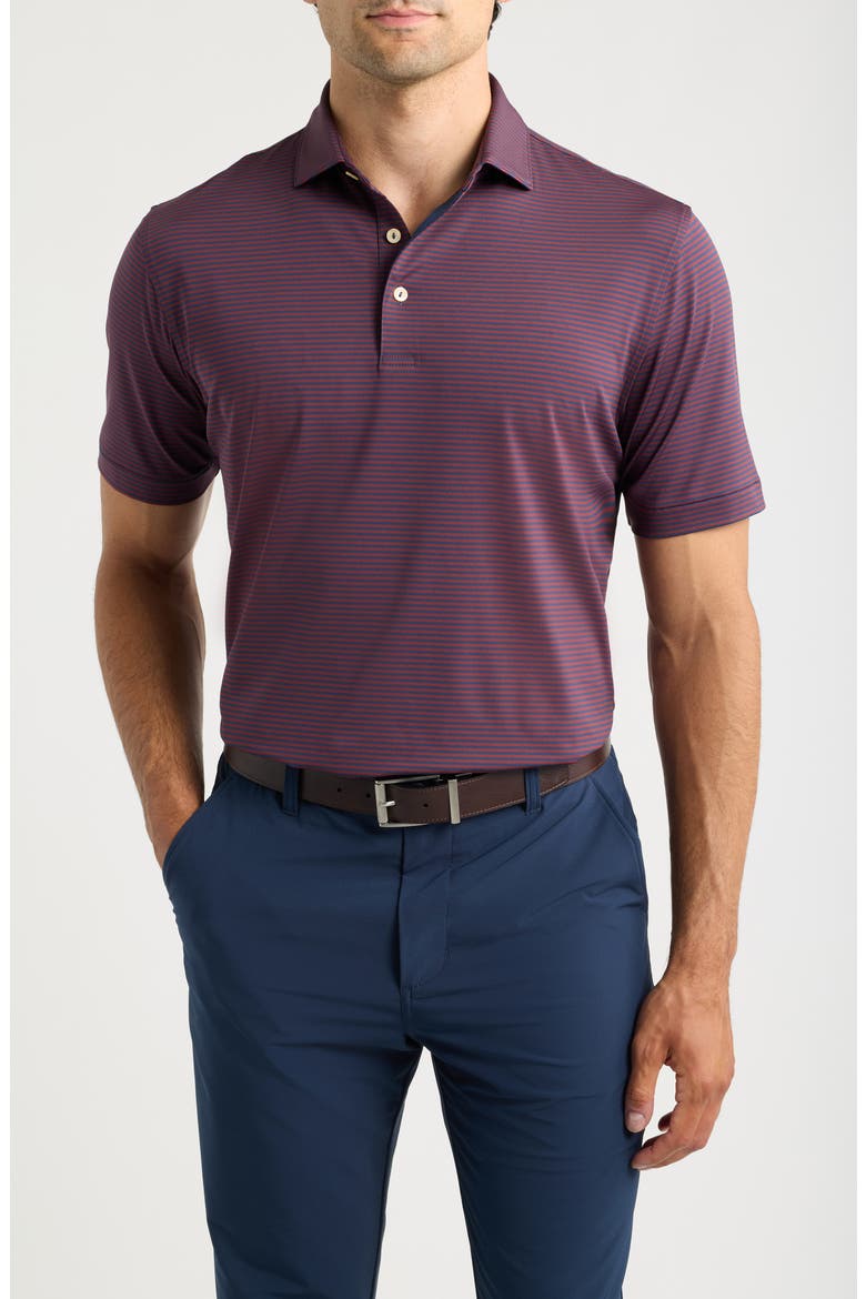 Hales Stripe Summer Comfort Performance Jersey Polo, Main, color, NAVY / BORDEAUX