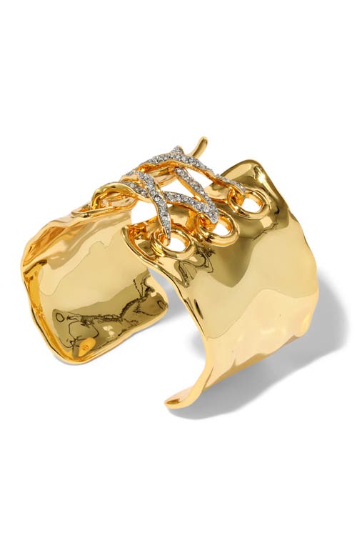 Alexis Bittar Solanales Crystal Lace-up Cuff Bracelet In Gold