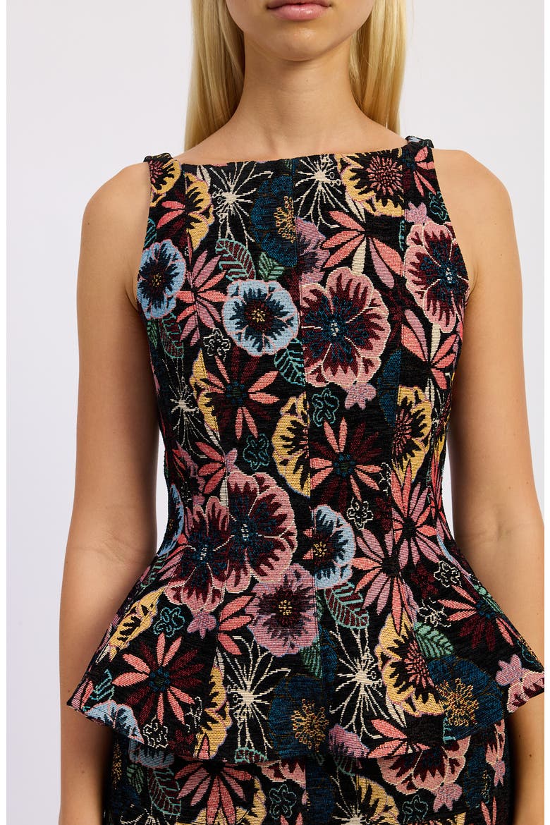 Zoya Floral Peplum Top, Alternate, color, BLACK MULTI FLORAL