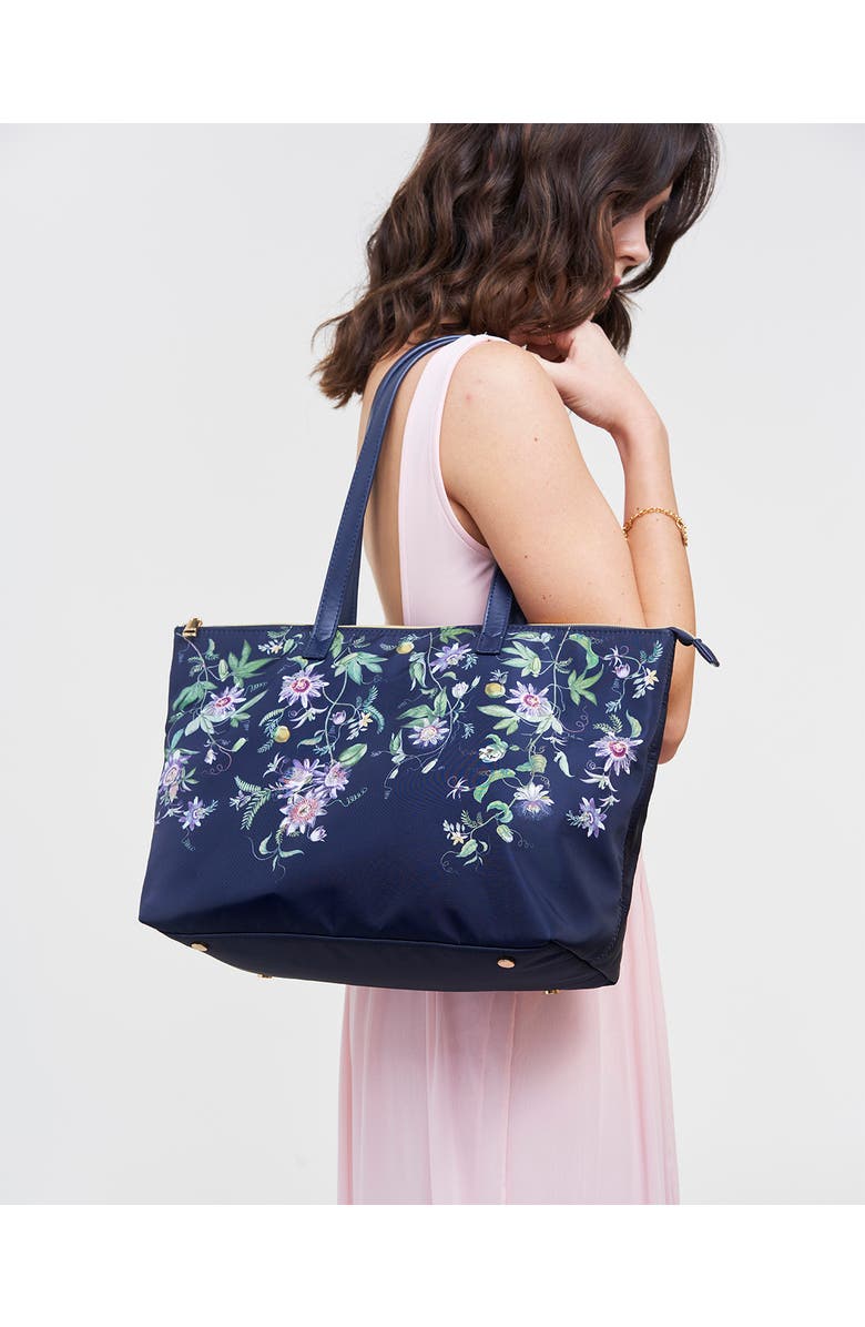 Fable England Passion Flower Grab Tote, Alternate, color, Navy