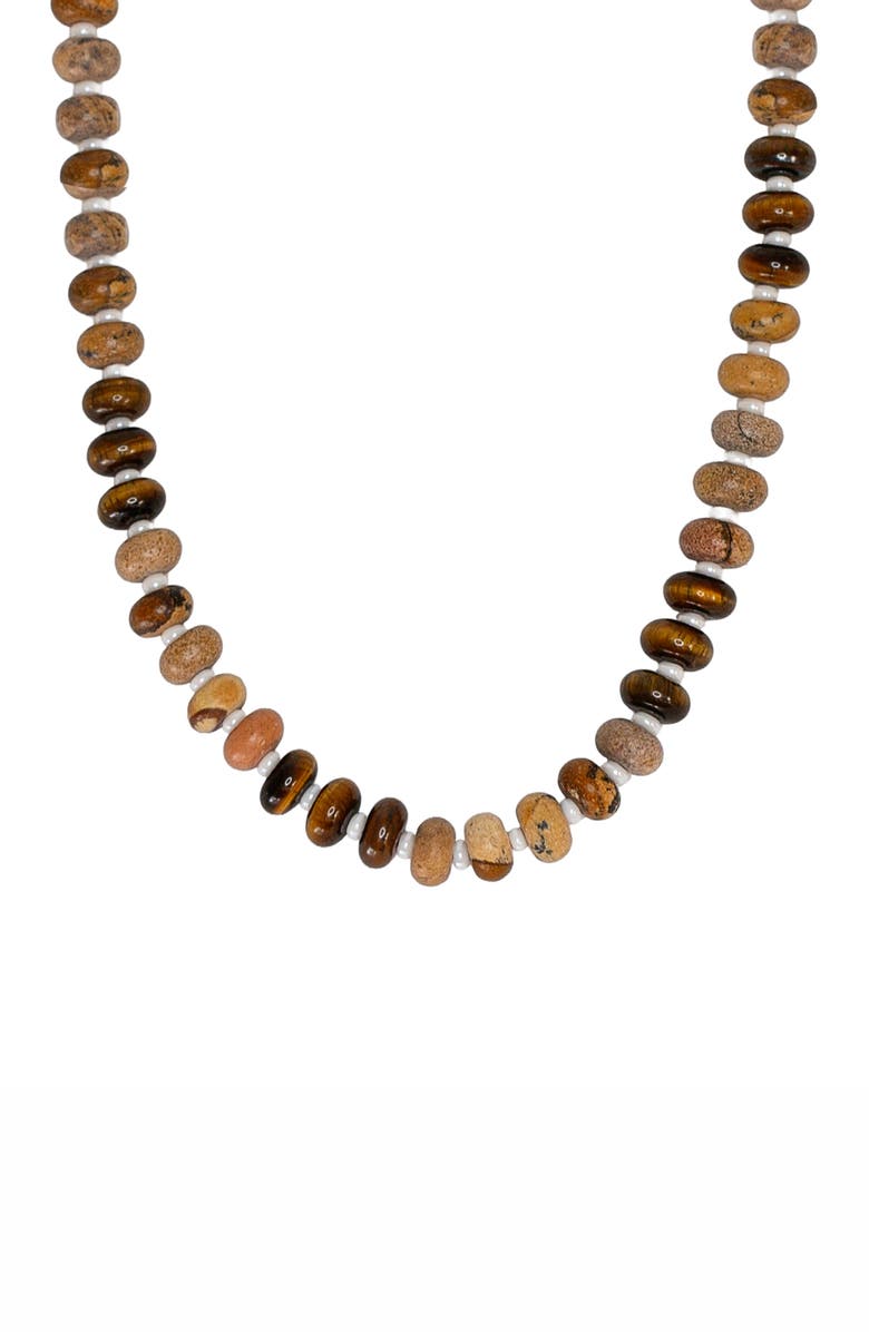 MARLYN SCHIFF Rondelle Picture Jasper Beaded Necklace, Main, color, Picture Jasper