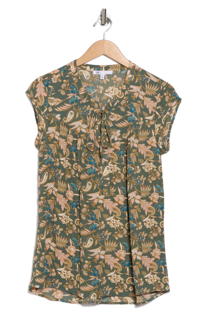 DR2 by Daniel Rainn Flounce Back Split Neck Top, Alternate, color, Light Teal