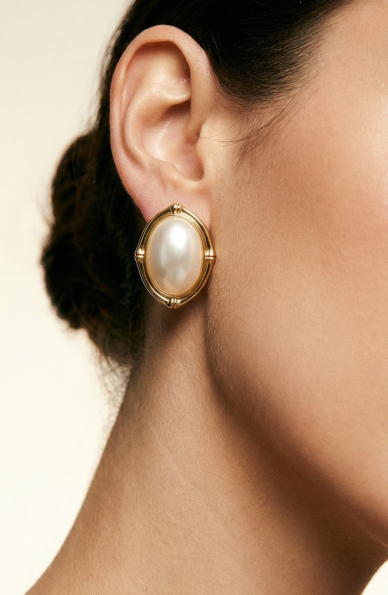 ARGENTO VIVO Mother-of-Pearl Shield Earrings, Alternate, color, Gold
