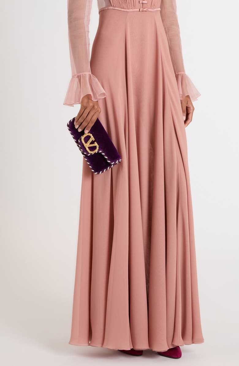 Valentino Garavani Locò Velvet Clutch, Alternate, color, Panse/ Burro Panse/ Crystal