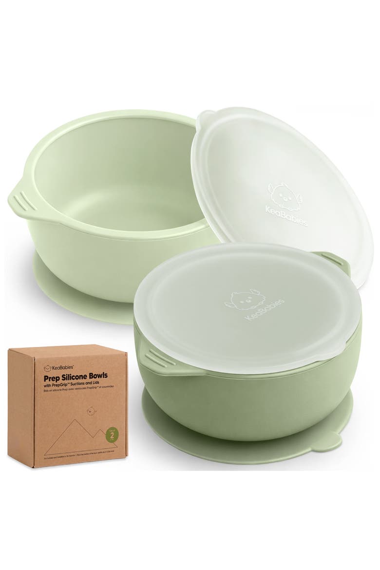 2-Pack Silicone Suction Bowls, Main, color, Sage