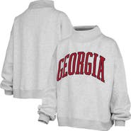 PRESSBOX Women's Pressbox Heather Gray Georgia Bulldogs Oversized Nelson Mock Neck Sweatshirt