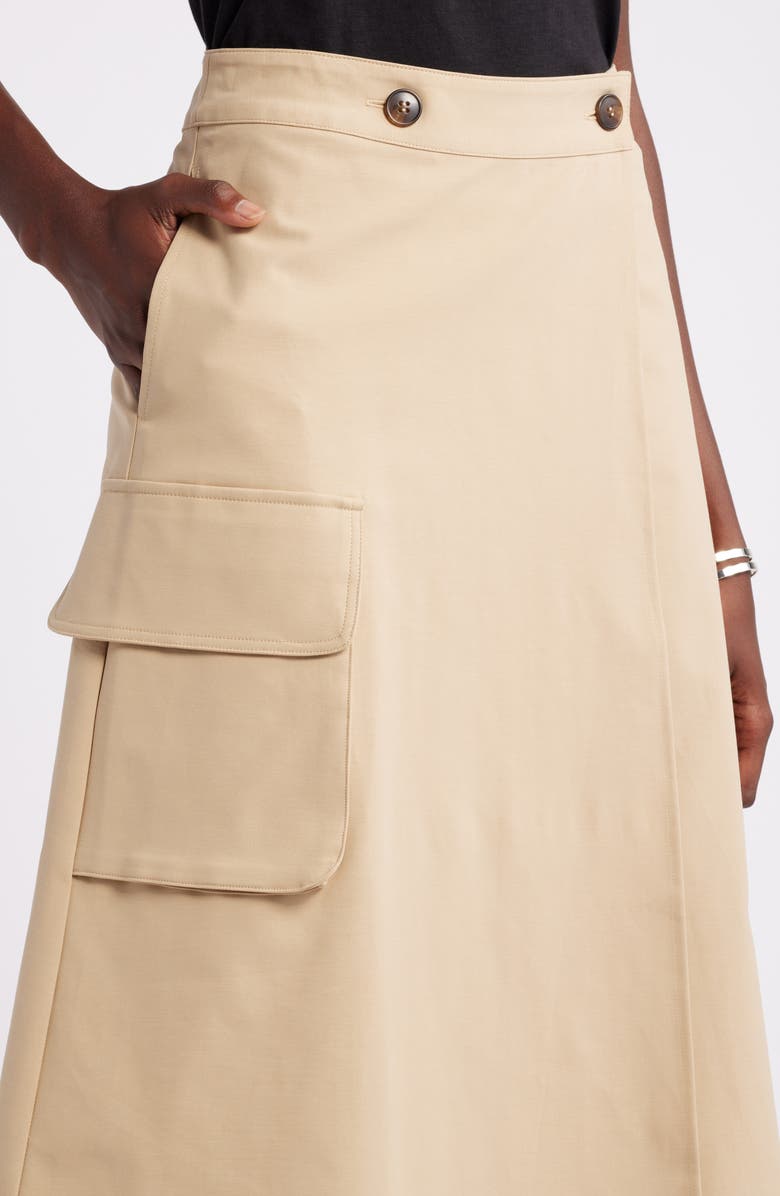 Nordstrom Stretch Cotton Midi Cargo Skirt, Alternate, color, Tan Travertine