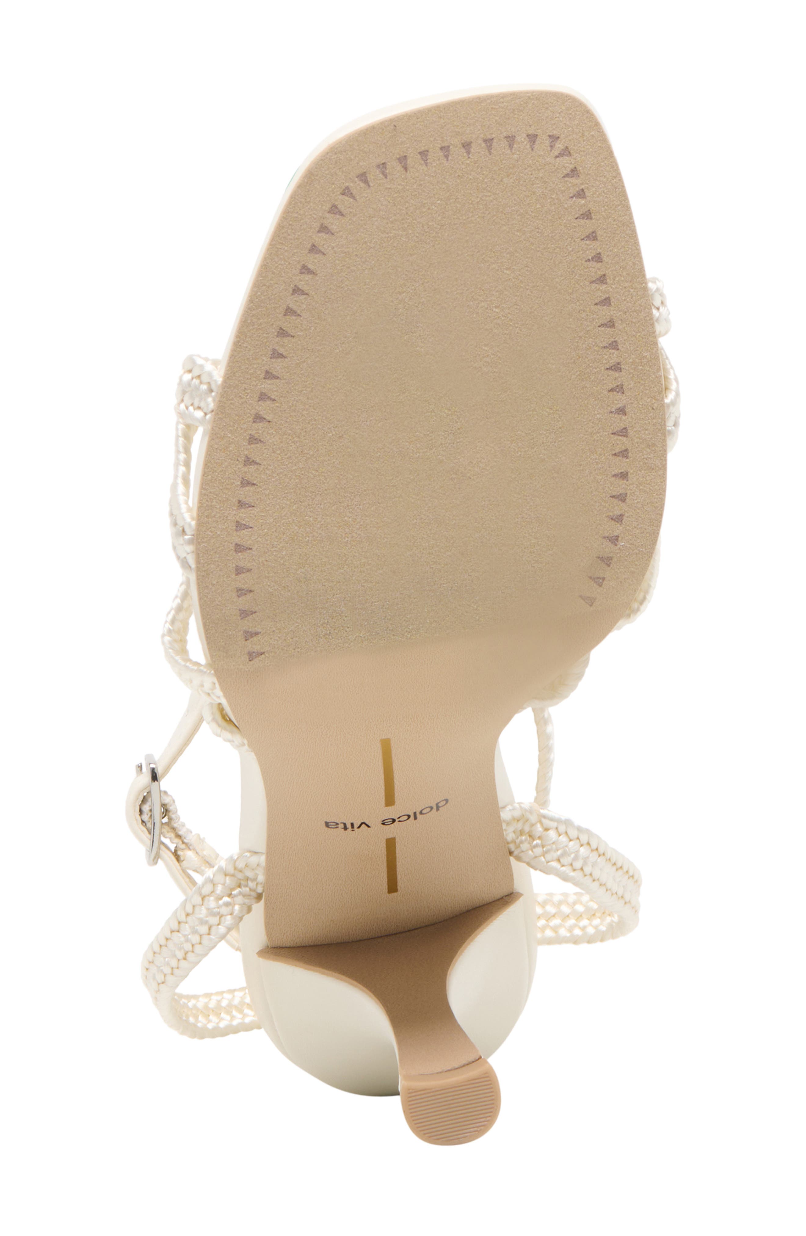 Dolce Vita Helle Faux Pearl Ankle Strap Sandal, Alternate, color, True White Satin