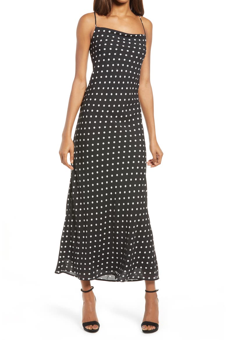 Dot Midi Dress, Main, color, BLACK SPOT