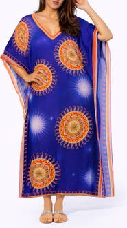 RANEES Floral Print V-Neck Maxi Caftan