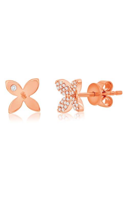 Suzy Levian Diamonds Pavé Diamond Stud Earrings In Rose Gold