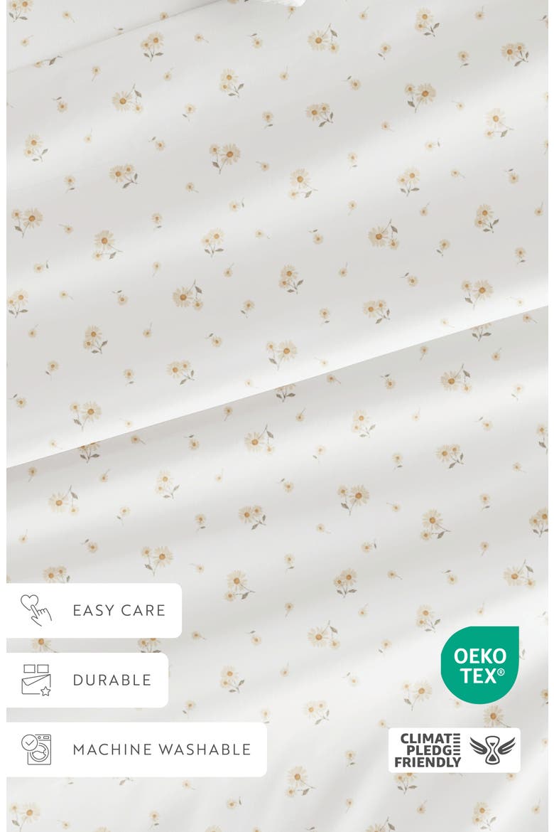 Kaycie Gray Ditsy Floral Microfiber Sheet Set, Alternate, color, YELLOW