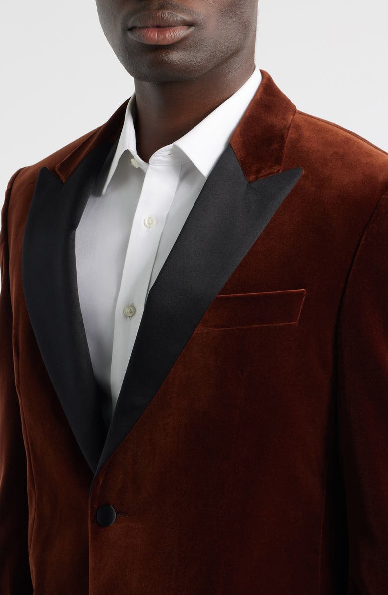 BOSS Hutson Cotton Velvet Dinner Jacket, Alternate, color, Dark Orange