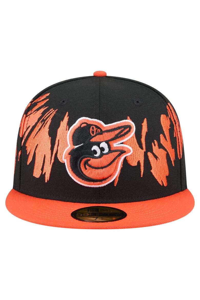 Men's New Era Black/Orange Baltimore Orioles Retro Pattern 59FIFTY Fitted Hat, Alternate, color, Black