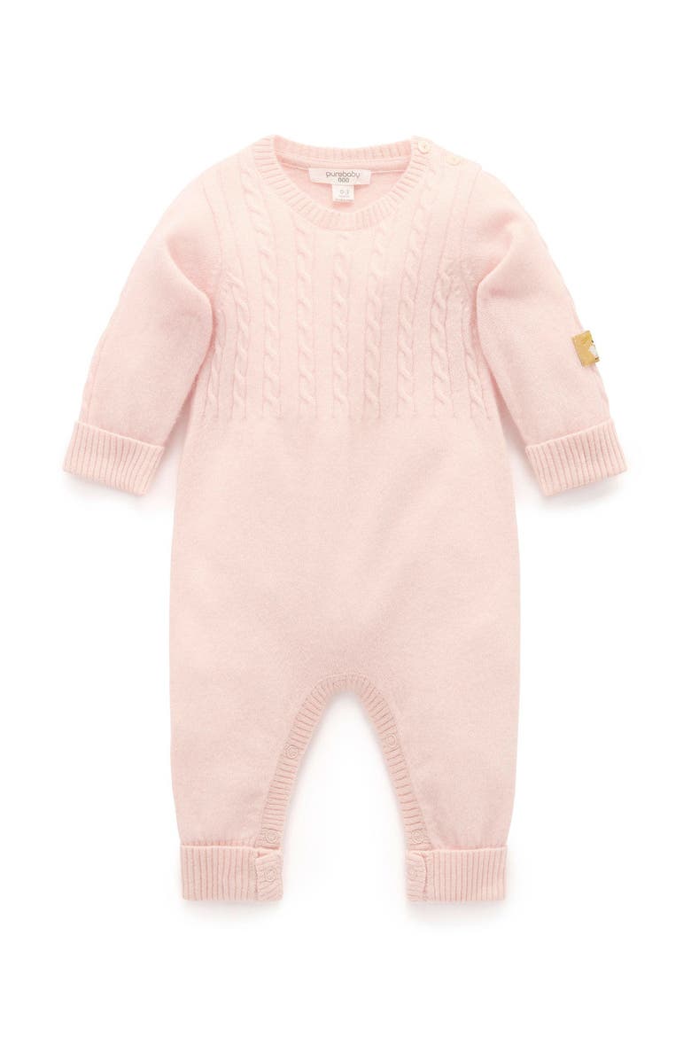 Baby Girl Cashmere Coverall, Main, color, Pale Pink Melange