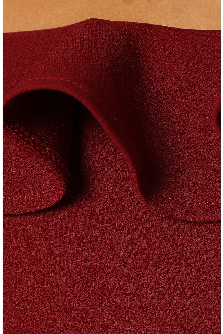 Mikaela Ruffle Bodysuit, Alternate, color, DARK RED