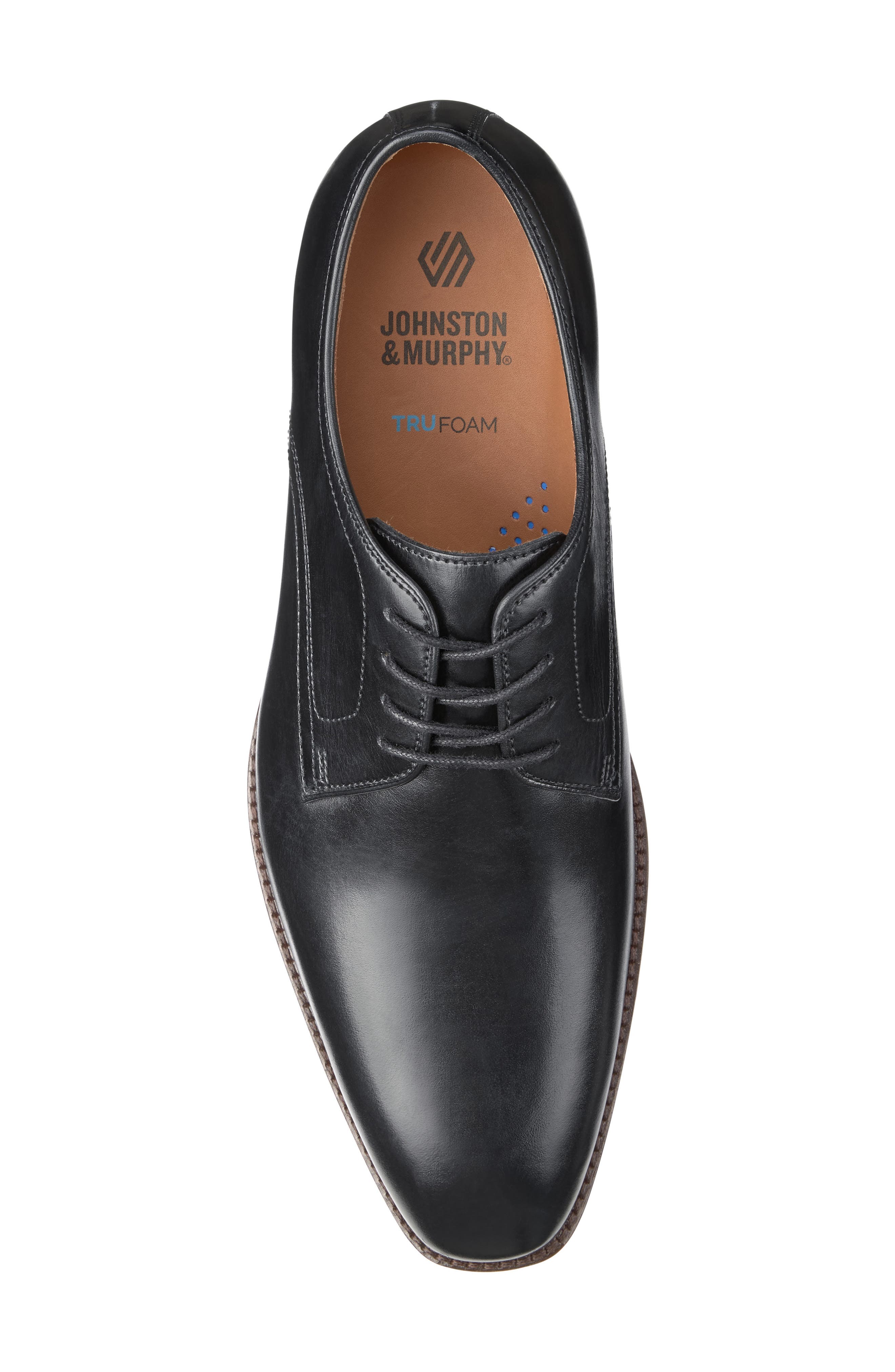 Johnston & Murphy Sullivan Plain Toe Derby, Alternate, color, Black Italian Calfskin