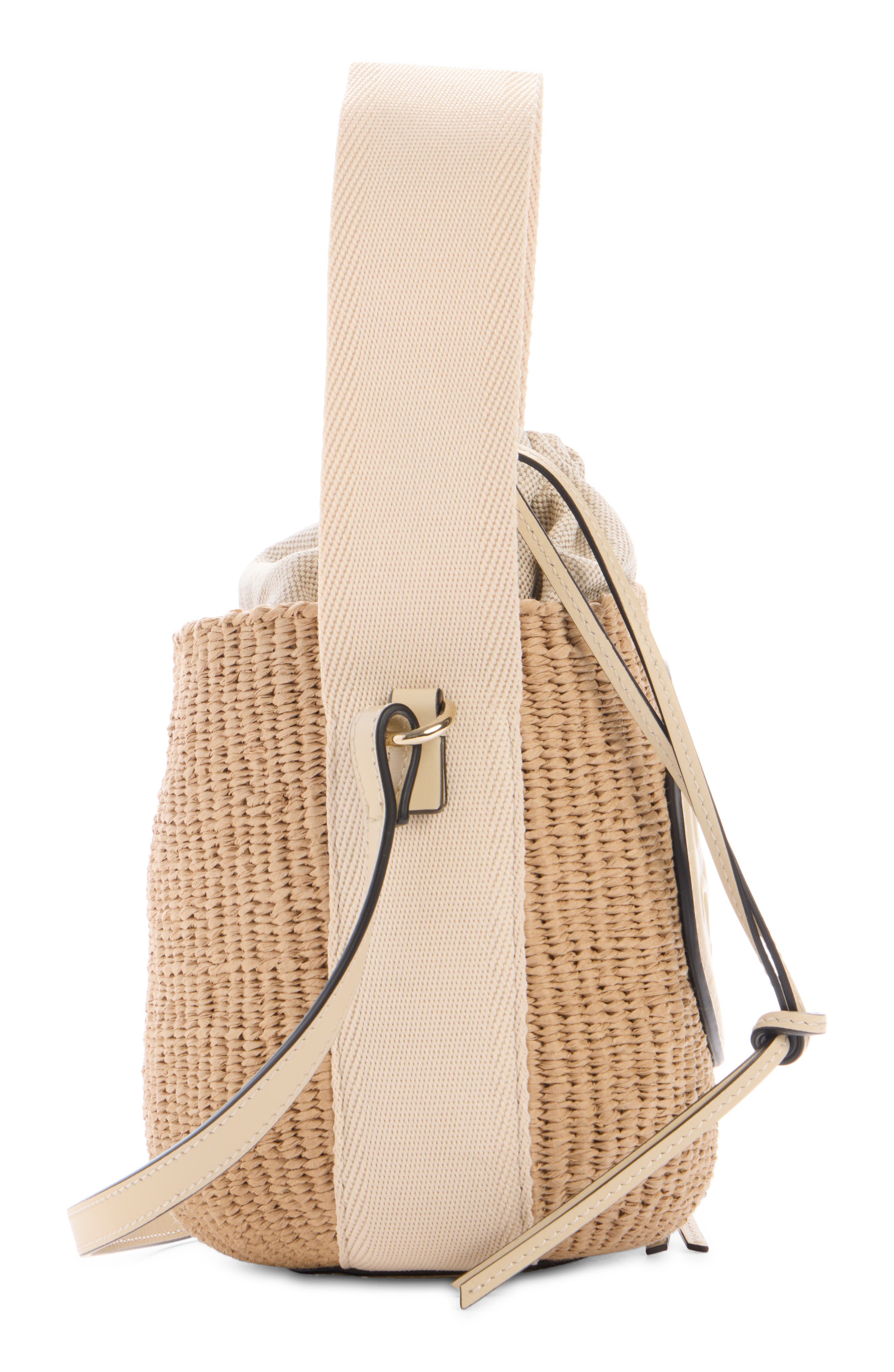 Chloé Horse Medal Woven Raffia Basket Bag, Alternate, color, 