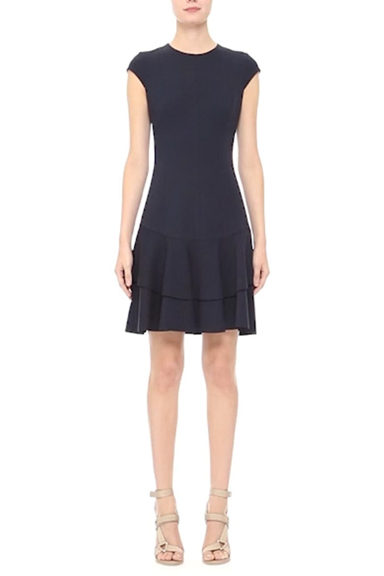 Cap Sleeve Peplum Hem Jersey Dress, Alternate, color, NAVY