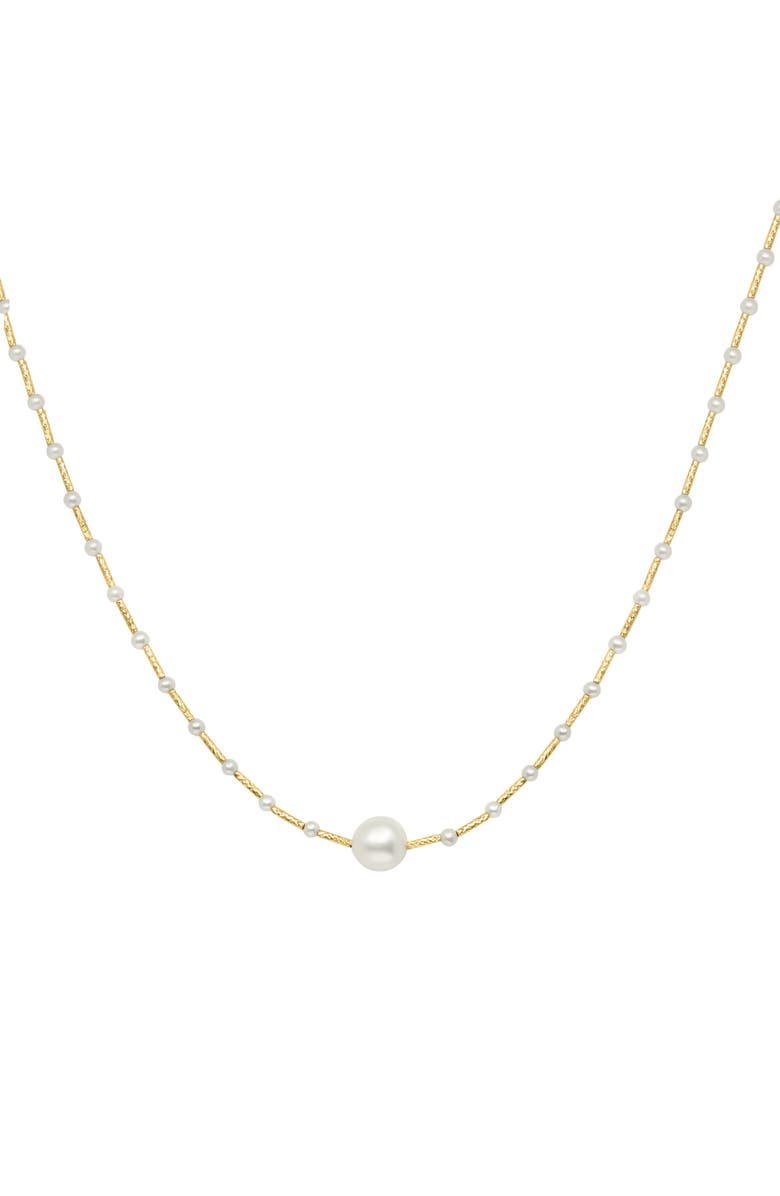 EFFY 14K Gold 2.5-8.5mm Freshwater Pearl Station Necklace, Main, color, White