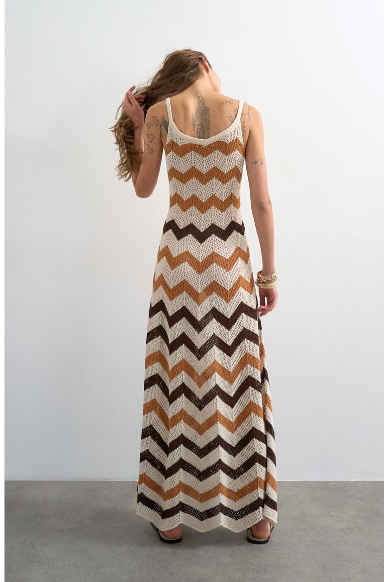 Chevron Stripe Open Stitch Maxi Dress, Alternate, color, STONE