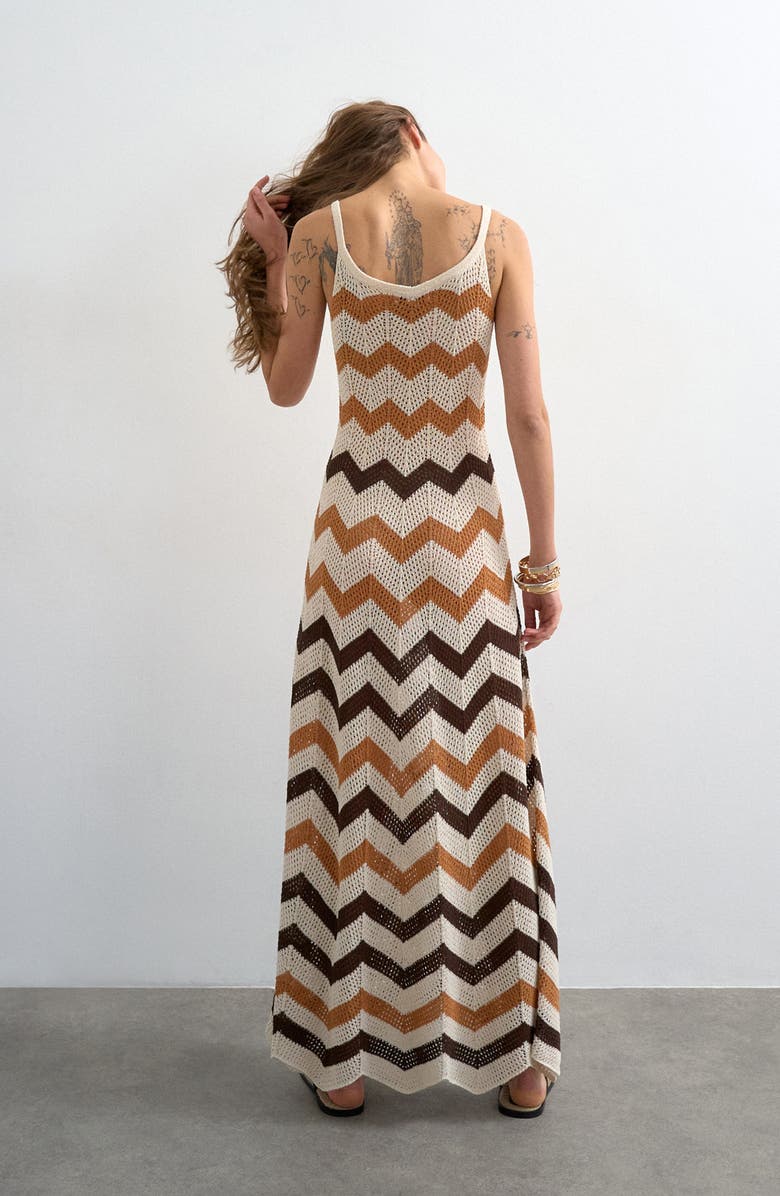Topshop Chevron Stripe Open Stitch Maxi Dress, Alternate, color,