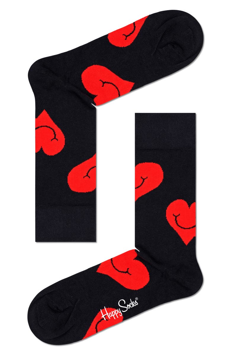 Happy Socks I Heart You Assorted 2-Pack Cotton Blend Crew Socks Gift Box, Alternate, color, 