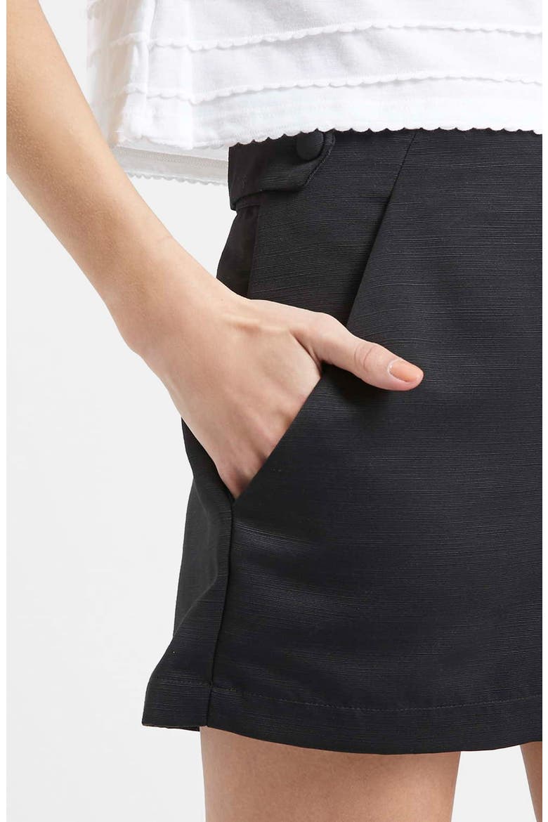 High Rise Button Tab Shorts, Alternate, color, BLACK