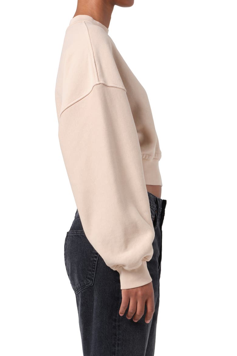 Kit Cotton Fleece Crop Sweatshirt, Alternate, color, WAFER (DUSTY NUDE PEACH)
