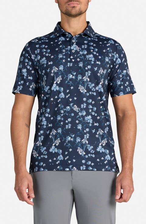Midnight Garden Floral Performance Golf Polo