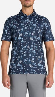 Bad Birdie Midnight Garden Floral Performance Golf Polo