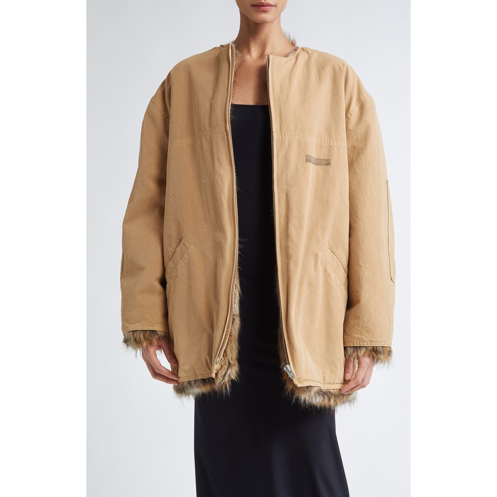 Mm6 Maison Margiela Tan Cotton Canvas Sports Jacket In Neutral