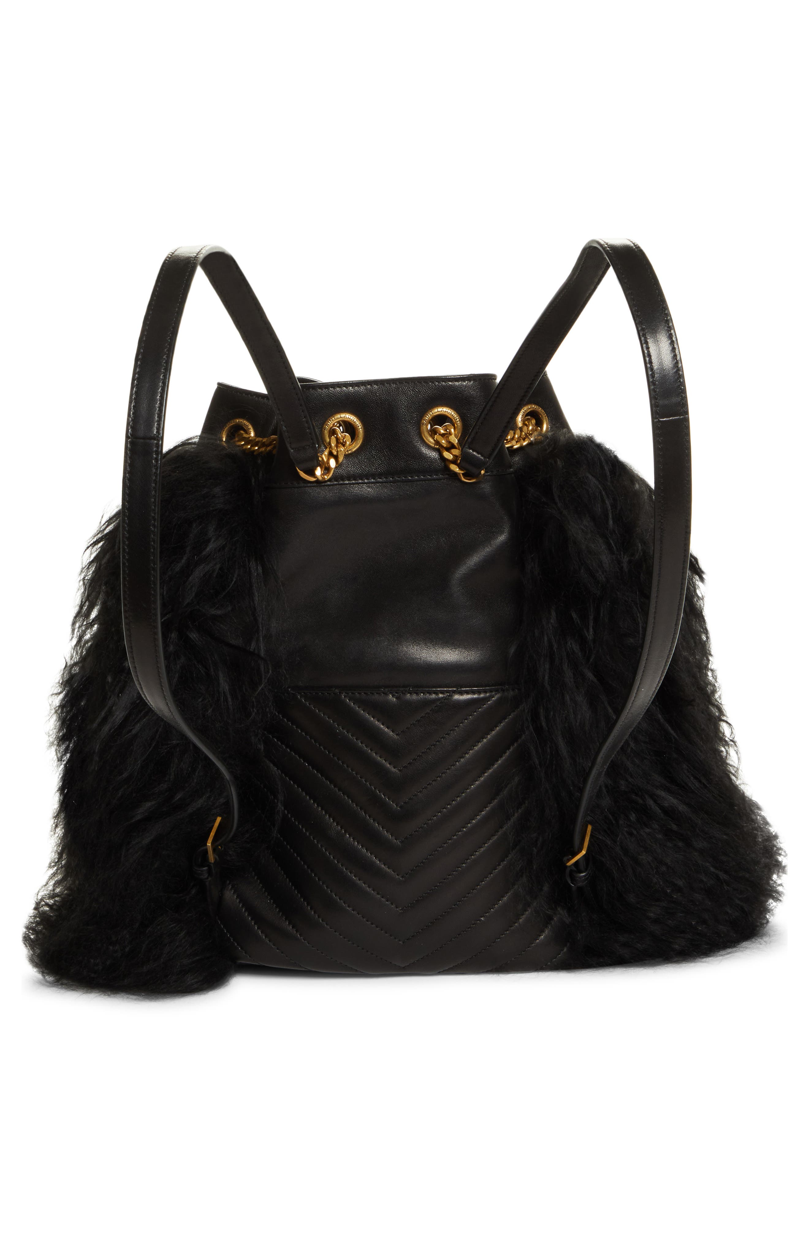 Saint Laurent Joe Genuine Shearling & Lambskin Backpack, Alternate, color, 