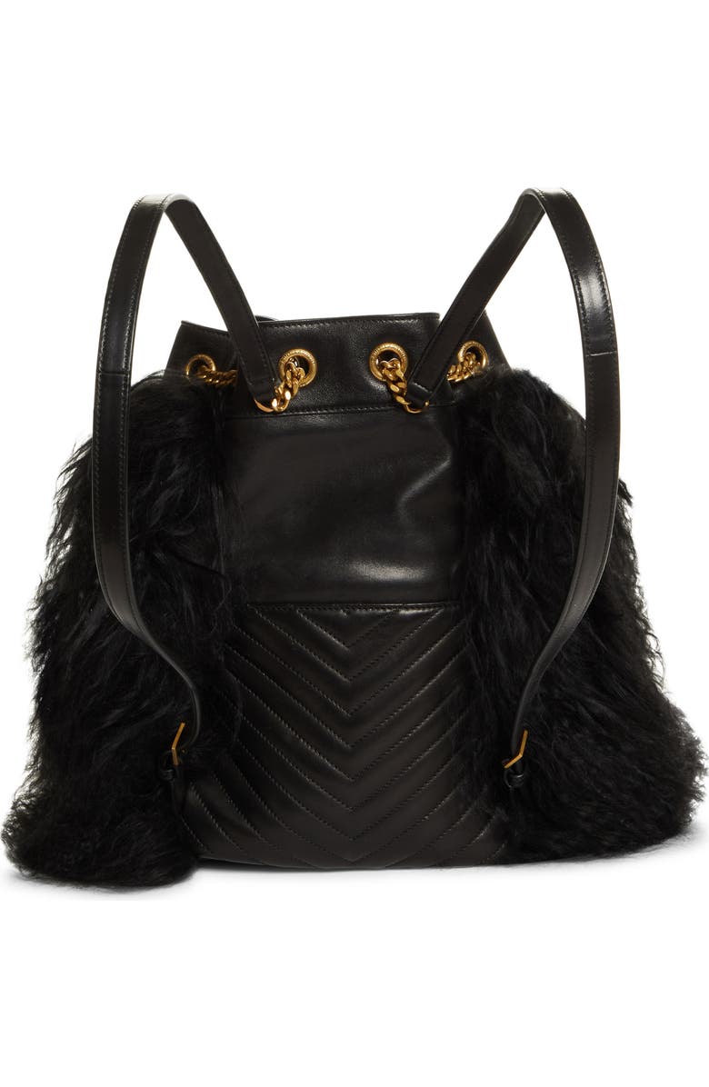 Saint Laurent Joe Genuine Shearling & Lambskin Backpack, Alternate, color,