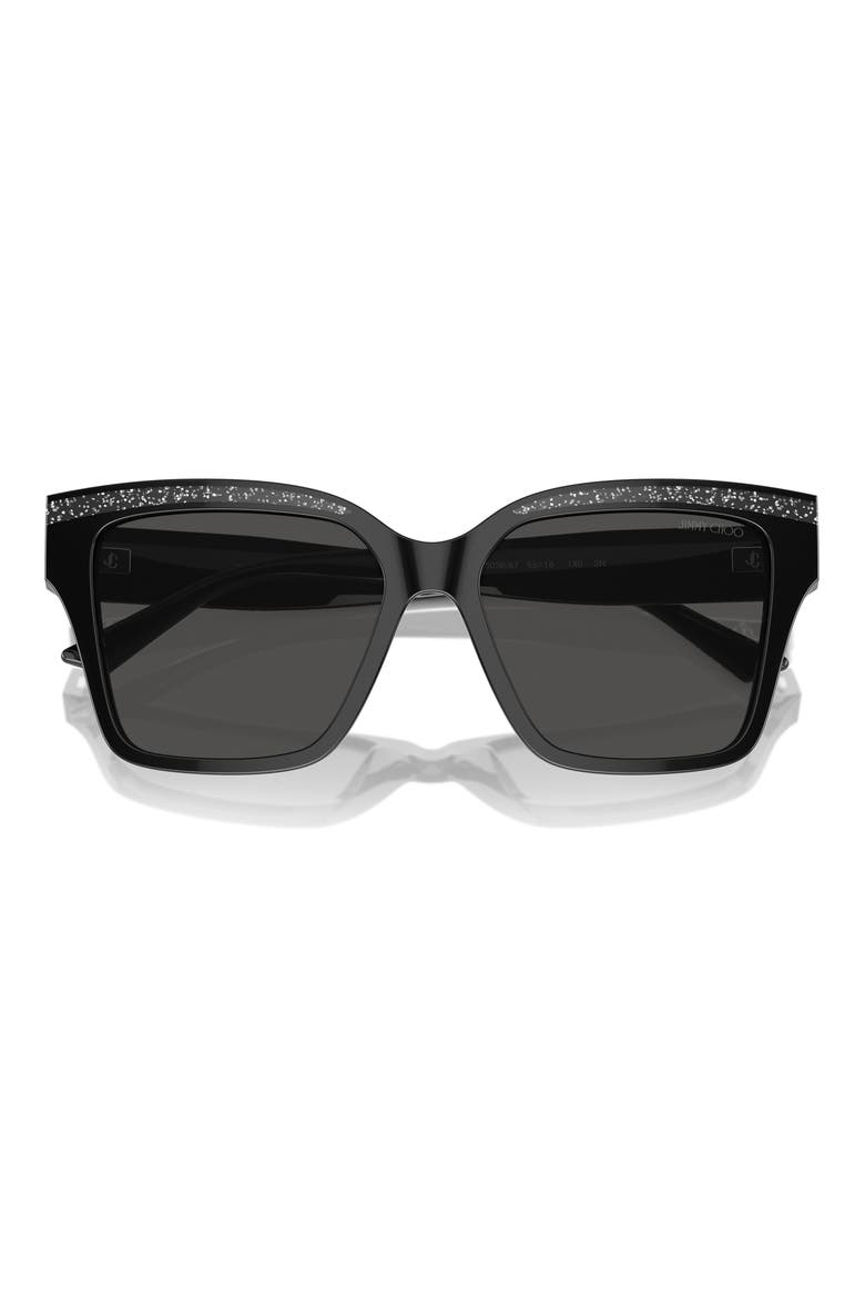 55mm Pillow Sunglasses, Alternate, color, BLACK / GLITTER / DARK GREY
