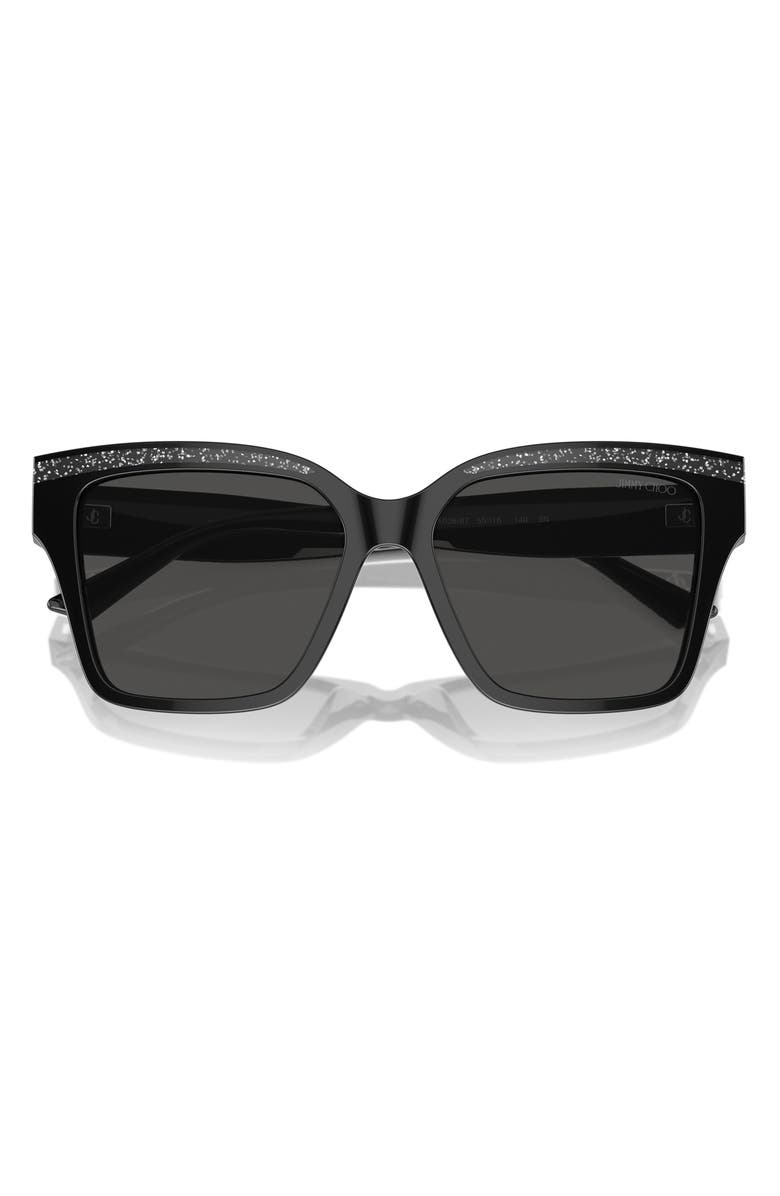 Jimmy Choo 55mm Pillow Sunglasses, Alternate, color, Black / Glitter / Dark Grey